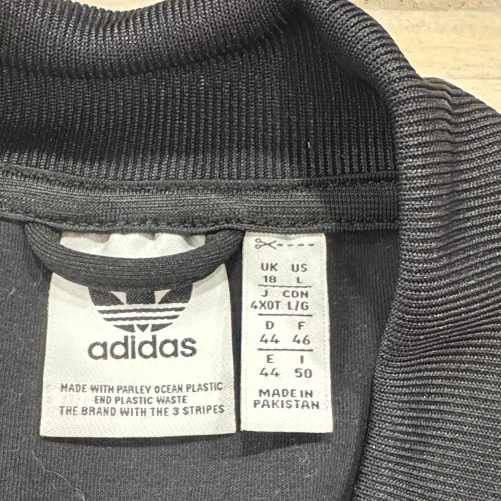 adidas Black Track Jacket with White Piping and Stripes - Picture 2 of 2